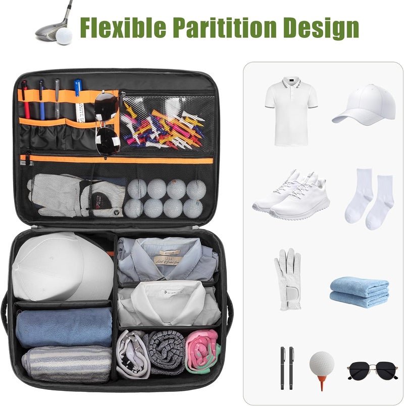 PGmoon 2 Layer Golf Trunk Organizer, Golf Car Storage Organizer with Individual Ventilated Compartment for 2 Pairs Shoes, Golf Car Locker for Balls, Clothes, Tees, Gloves, Accessories - Image 2